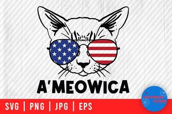 A meowica, Independence Day Cat Svg