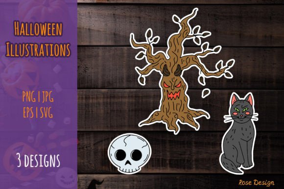 Halloween Spooky Tree, Witch Cat SVG